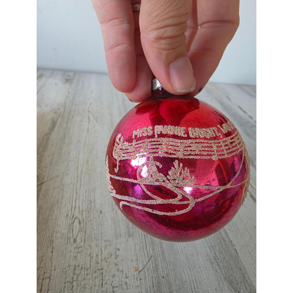 Vintage franke RARE miss fannie bright song Venetian dew stencil pink ornament